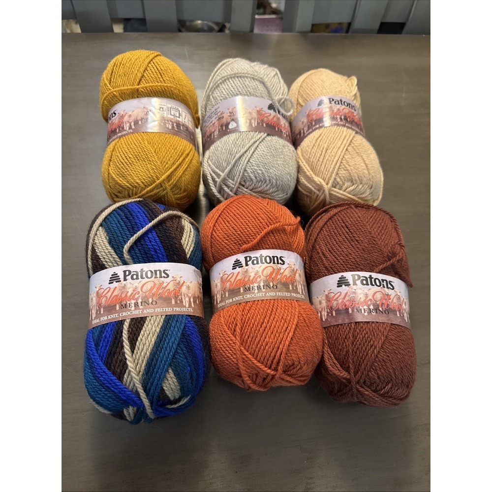 Patons Classic Wool 100% Pure Wool Merino Yarn Skein Lot Earth Tones 6